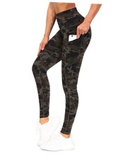 Thick High Waist Yoga Pants with Pockets, Tummy Medium Black/Grey/Green