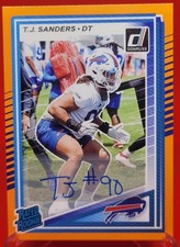 2025 Donruss Rated Rookie Orange Auto T.J. Sanders #351 Buffalo Bills RC