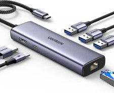 UGREEN Revodok 6 in 1 USB C Hub Gigabit Ethernet Adapter with 4K HDMI, 100W PD C