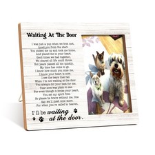 Qiwog Pet Memorial Photo Frame Waiting At The Door Wooden Tabletop 7x2