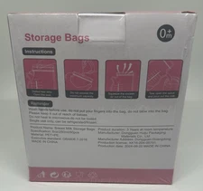 LURUI Breast Milk Storage Bags 60 Count 8oz/250ml BPA Free Double Seal Leakproof