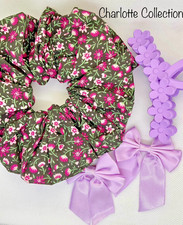 Charlotte Collection For Your Hair Accessories. XL Scrunchie. Claw. Bow Clips.