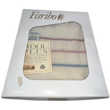 NEW Vintage Afghan Throw Faribo Cream Wool/Acrylic Blanket U.S.A. WPL 328