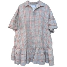 ASOS Oversized Mini Shirt Dress Textured Pink Plaid US 6 UK 10 NWT