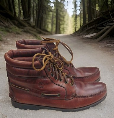 Timberland Gore-Tex Boots Men's Size 11.5 Brown USA 7 Eye Moc Toe