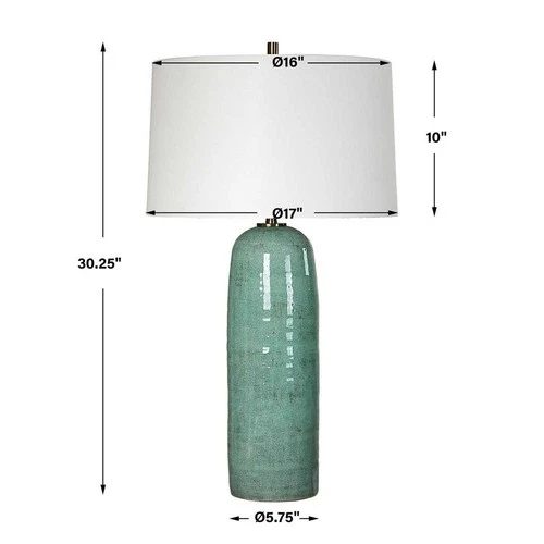 ANDALE TIMELESS TABLE LAMP CRAFTED FROM TEAL GLAZE CERAMIC UTTERMOST 30478 - Picture 6 of 6