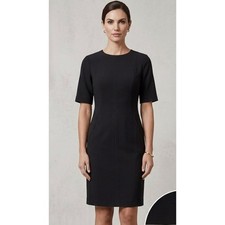 Tahari Arthur S. Levine Black Short Sleeve Sheath Dress LBD Women's Petite 4P