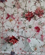 Embroidered Floral Mesh Tulle Fabric Delicate Veil Netting 40"Wx94"L Wedding EC