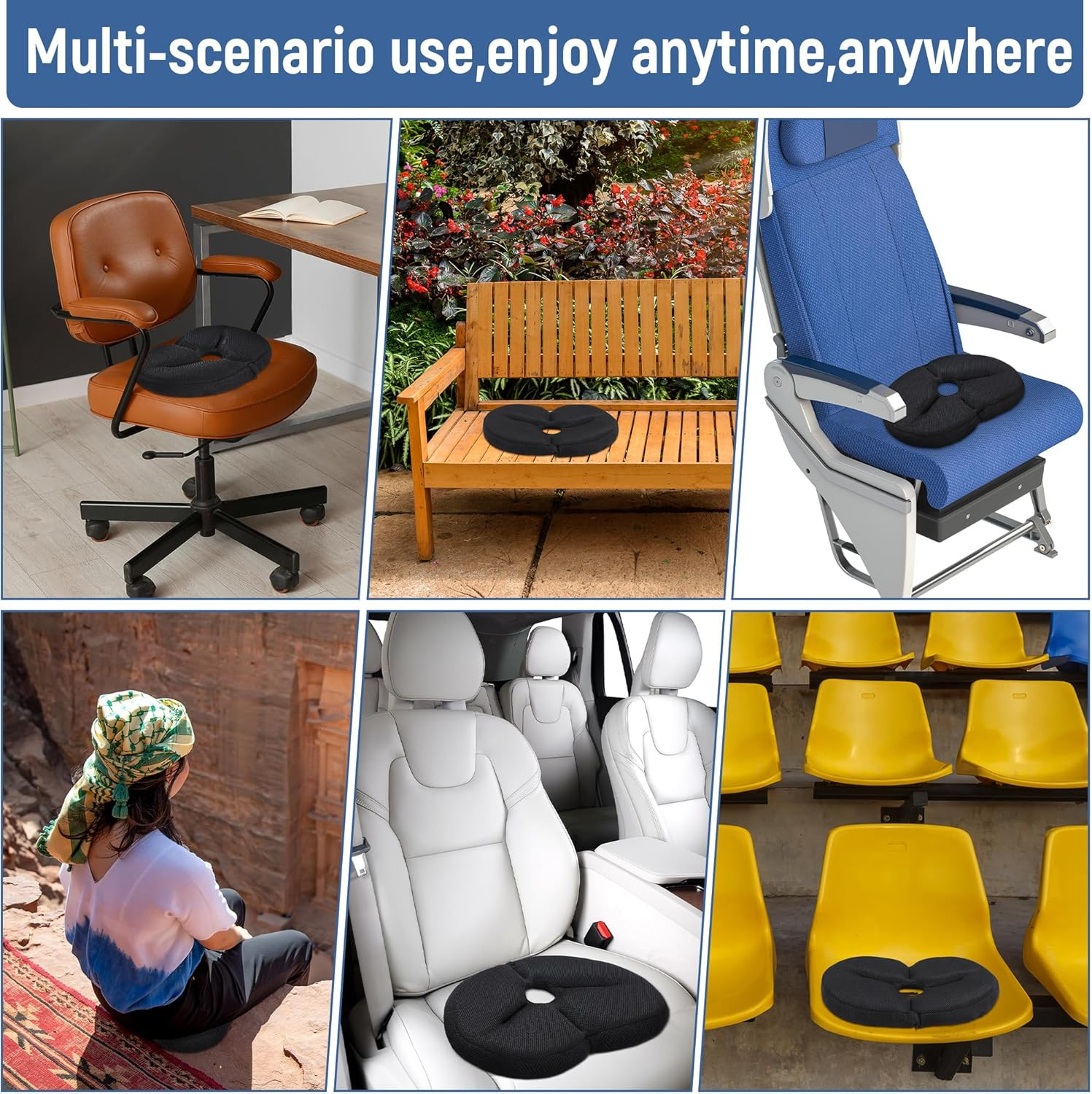 Portable Foldable Travel Seat Cushion,Thick Airplane Seat Cushion for Long Fligh