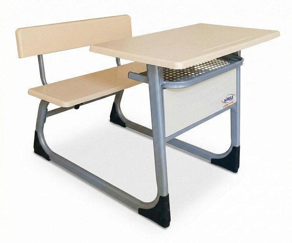Moderne Schulbank Mit Stabilem Metallgestell Und Praktischem Korb-image