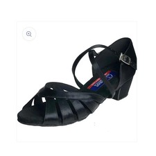 Hampton Black Satin Ladies Latin Dance Heels by Dance America sz 8.5 ballroom