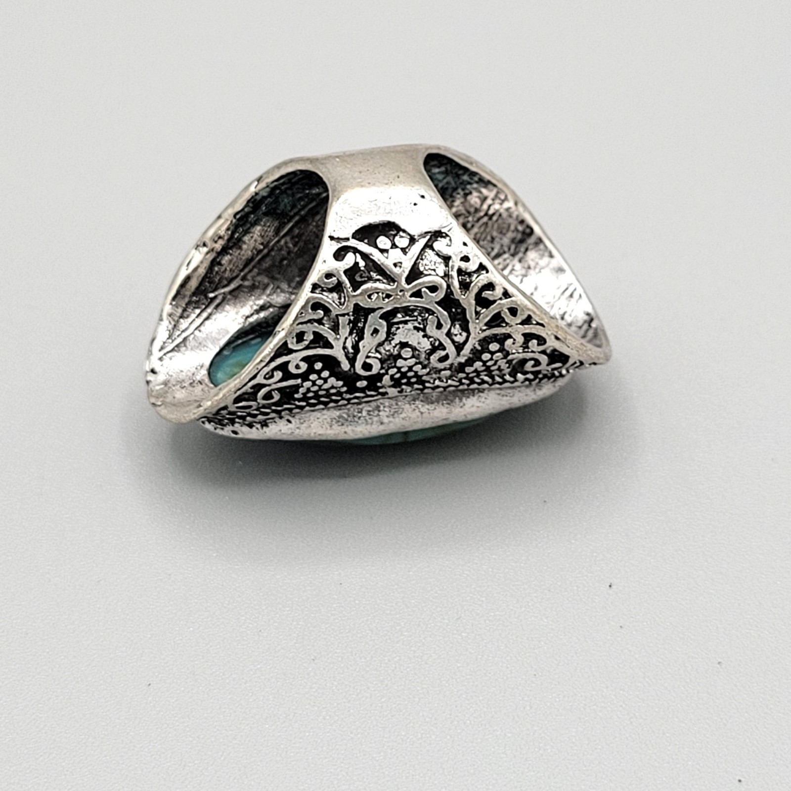 Faceted Green Chalcedony Stone Statement Ring Sil… - image 6