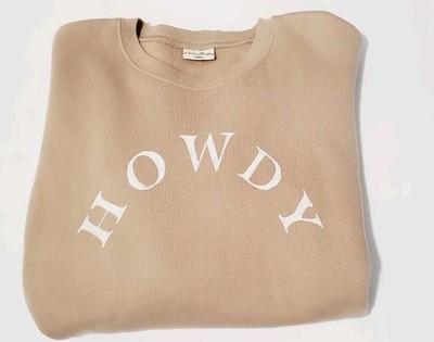 Oat Collective ''HOWDY'' Graphic Neutral Tan Dusty Heather Soft Sweatshirt SM