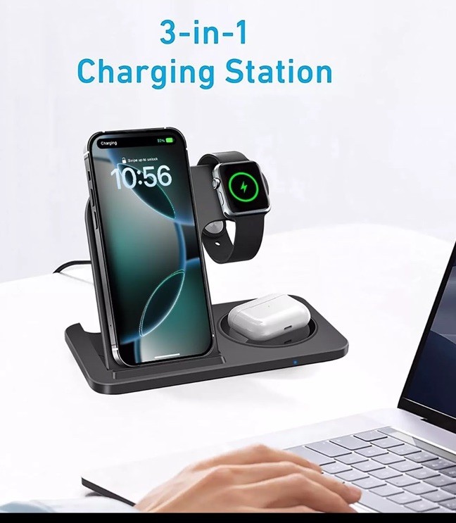 3/1 Wireless Charger Dock Charging Station/Apple Watch 9 & Air Pods & iPhone 16