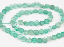 HALF STRAND LIGHT BLUE / GREEN APATITE SMALL COIN BEADS, 5 MM, GEMSTONE