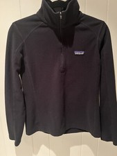 Patagonia Micro D Quarter Zip Pullover Small Black Fleece Womens Lightweight EUC