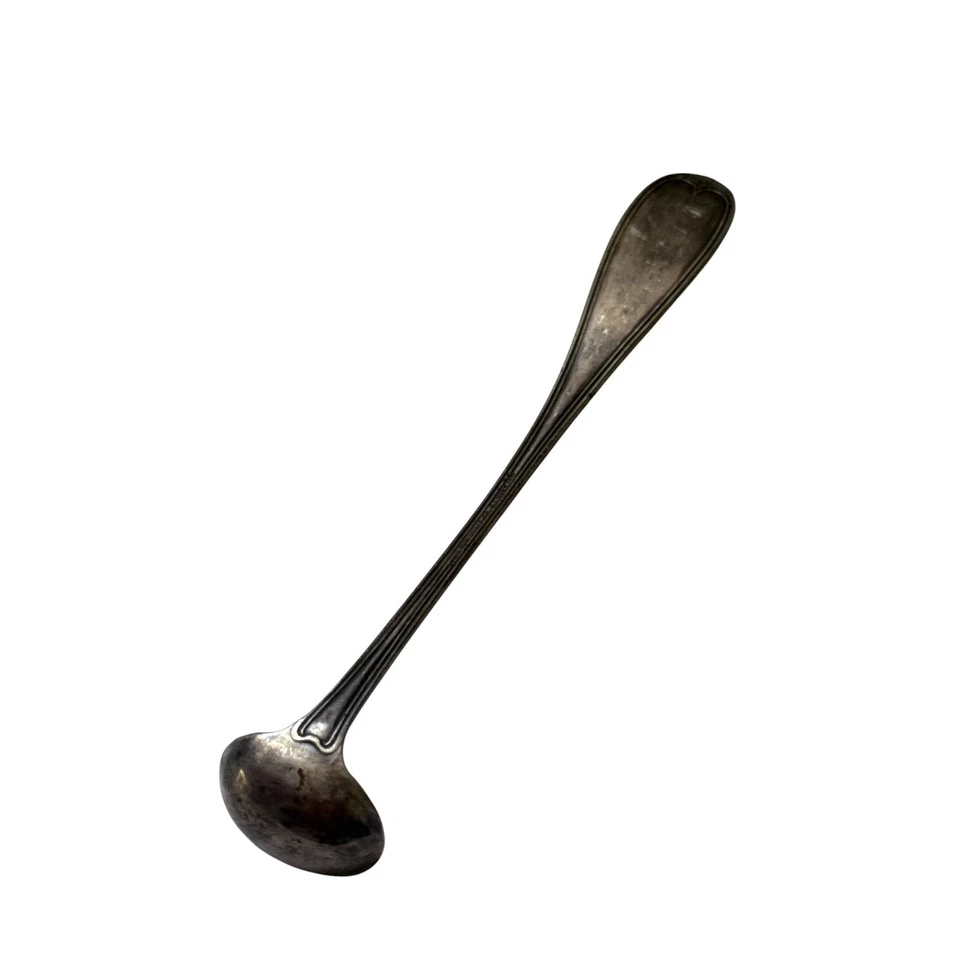 Cuchara de sal chapada en plata vintage mango punta cucharadita ornamentada 5 pulgadas Foto 4 de 4