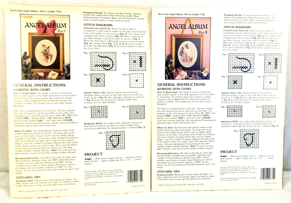 Angel Album Part I II Christmas Tree Leisure Arts 731 732 Cross Stitch Patterns - Image 2 of 2