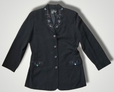 Carole Little Floral Beaded Button Up Jacket Blacket Size 10