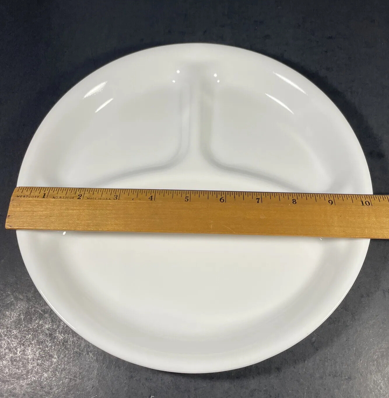 Corelle Winter Frost White 2 Divided Grill Plates USA 3 Compartments 10.25 Inch