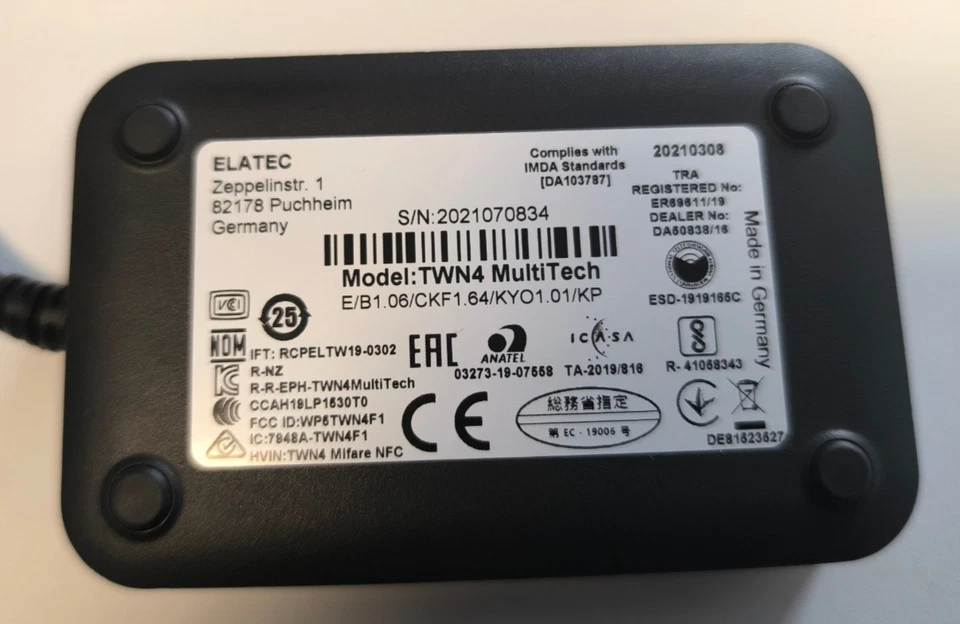 Kyocera Elatec TWN4 MultiTech Mifare NFC USB RFID Chip Kartenleser, gebraucht - Bild 2 von 2