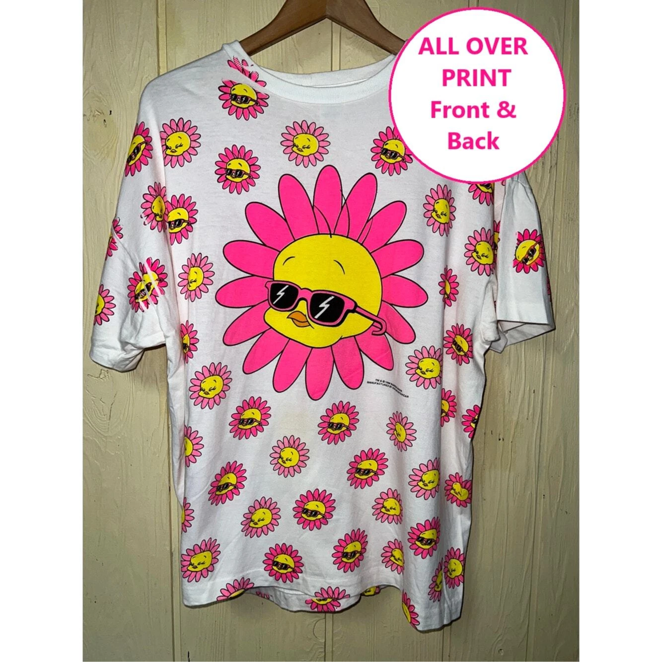 Vintage Sun Shirt Womens X-Large Tweety All Over Print Looney Tunes T-Shirt Tee