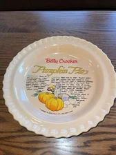 Vintage Betty Crocker Ceramic Pumpkin Pie Recipe, Baking and Serving Dish