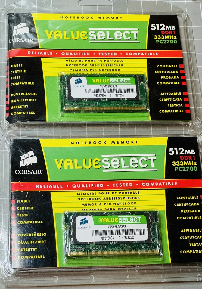 Corsair ValueSelect VS512SDS333 Notebook RAM Stick 512 MB DDR 1 333MHz - Image 2 of 2