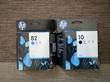 2015-20 GENUINE HP 10 C4844A BLACK 82 C4911A CYAN INK CARTRIDGE