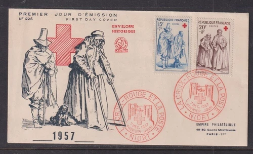 France 1957 Red Cross First Day Cover Noirt to Paris # 225