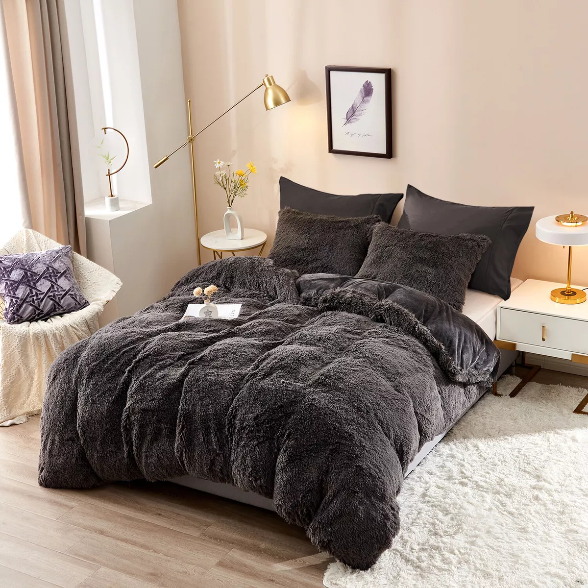 Plush Shaggy Duvet Cover Luxury Ultra Soft Crystal Velvet Bedding Set