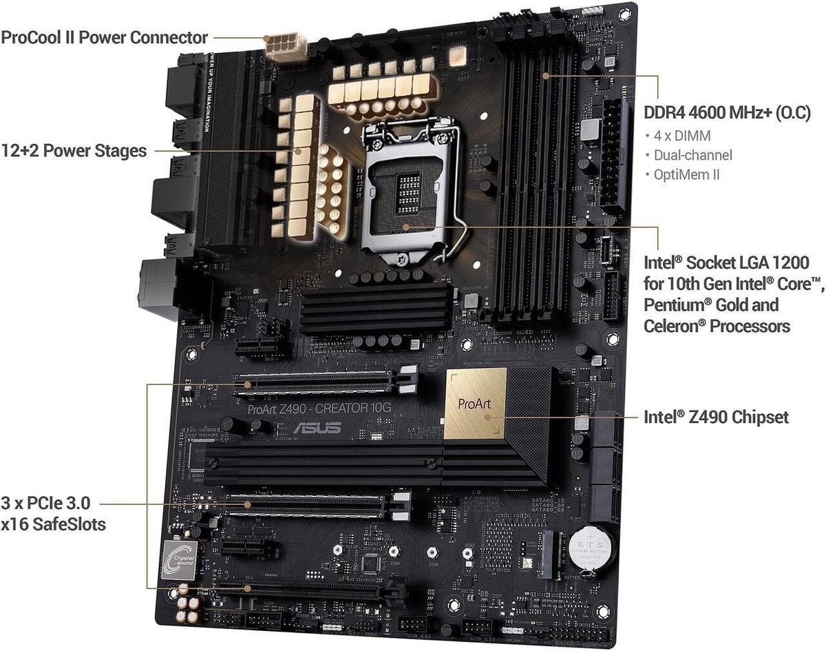 ASUS ProART Z490 CREATOR 10G LGA 1200 Intel Z490 SATA 6Gb ATX