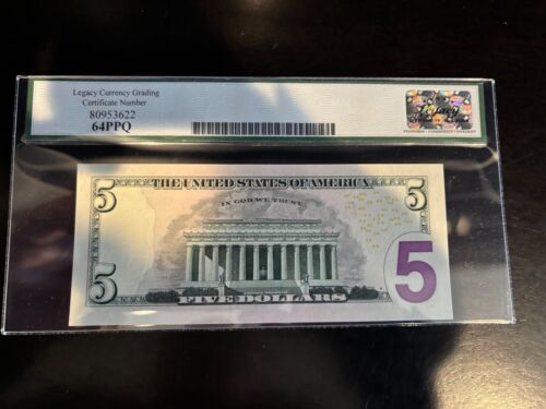 DBR 2006 $5 FRN Boston Fr. 1993-A Legacy 64 PPQ Serial IA27723941A - Picture 2 of 2