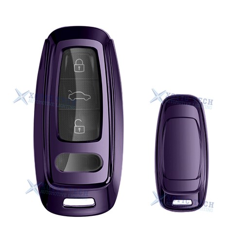 Purple Soft TPU Full Protect Remote Key Fob Cover For Audi A6 C6 C5 A3 A4 B6 B7 - 第 1/10 張圖片