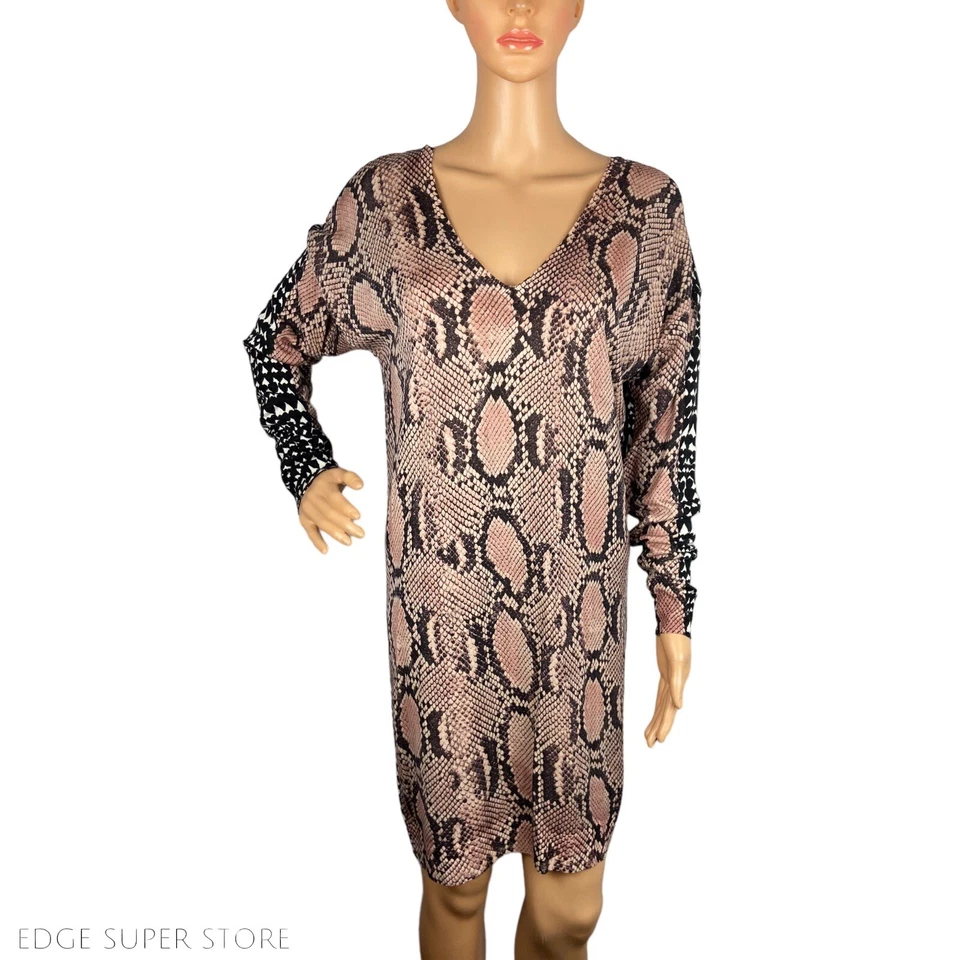Vestido tejido manga larga estampado reptil serpiente rosa negro Stella McCartney talla 42 Foto 2 de 4