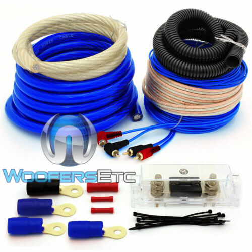 0 GAUGE BLUE 6000 WATT CAR PRO COMPLETE AMP WIRE AMPLIFIER INSTALL WIRING KIT GA - Picture 1 of 11