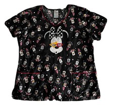Disney Minnie Mouse Scrub Top Women  s Sz XL Shirt Nursing Medical Black