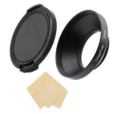 LingoFoto 37mm Wide-angle Metal Hood+58mm Side pinched Lens Cap with Lens Cloth