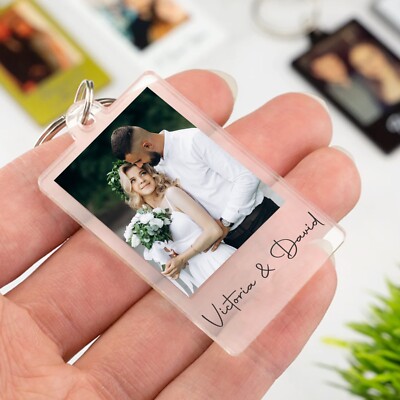 Personalised Photo Keyring - Custom Engraved Text & Picture, Silver Stainless Steel Keychain