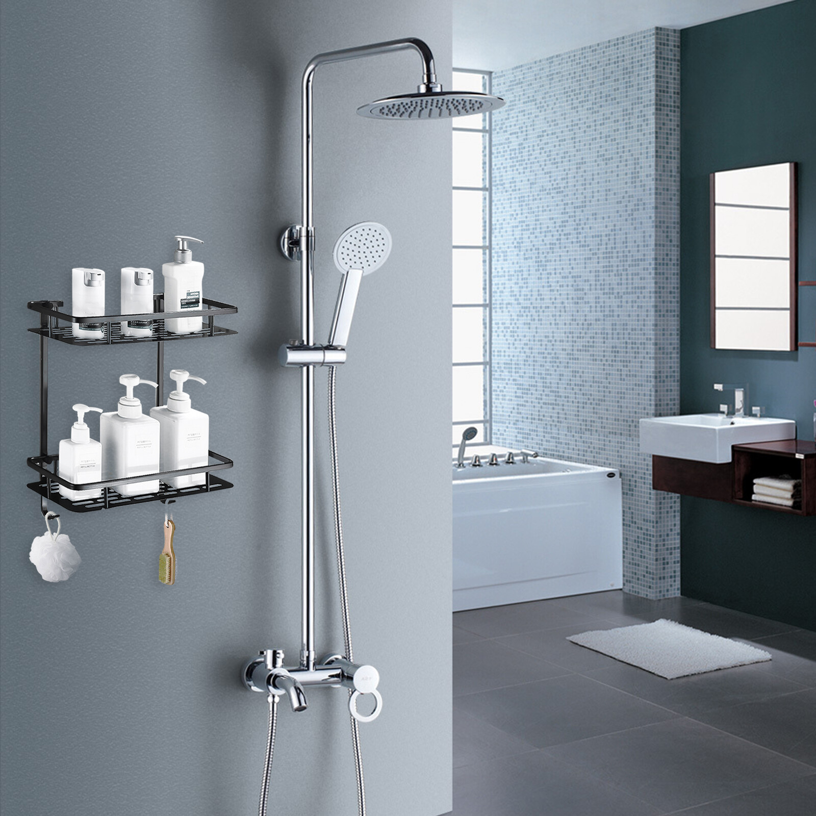 above shower storage