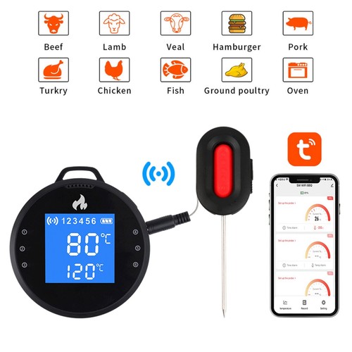 Digital Grillthermometer Funk Bluetooth BBQ Thermometer WIFI Fleischthermometer - Bild 8 von 12