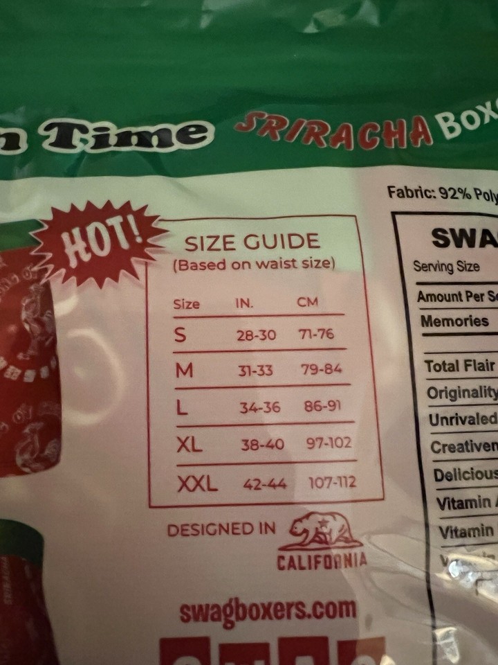 SWAG Men's XLARGE 3840 Ramen Time Sriracha Boxer Brief Shorts NEW eBay