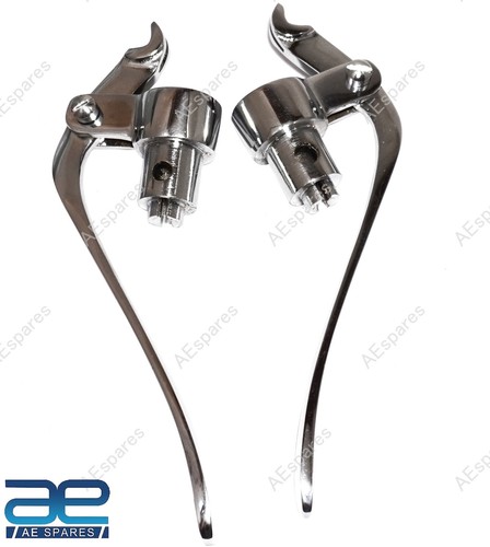 Invertito Cromo Placcato Leva Freno Frizione Set 7/8 Inch Per Triumph BSA ECS - Foto 7 di 7