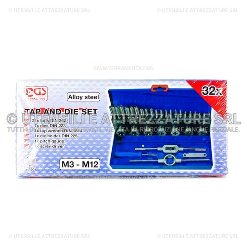 Filiere Metriche Acciaio Set Maschi E Filiere Per Filettatura HSS | Da M3 A M12 | 32 Pezzi | Per Metallo E Plastica Set Maschi Filiere - Foto 4