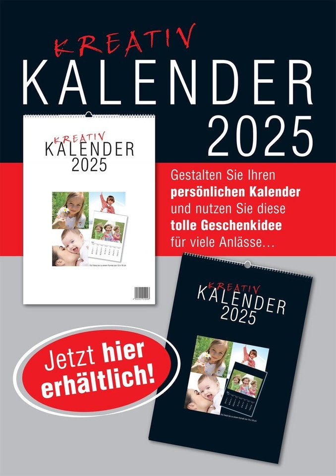 4 x Hochwertige Fotokalender Bastelkalender 2025 DIN A3 für Fotos bis