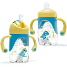 2-in-1 Sippy Cup for 6 Months - No Spill Straw  Spout for Toddlers