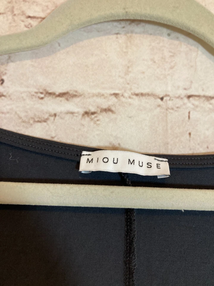 Miou Muse Crop Top Womens Medium Dark Charcoal Dark Romantic Dolman Sleeve - Image 3 of 4