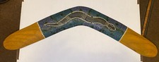 Vintage Wood Boomerang Made in Australia With Hand Painted Snake
