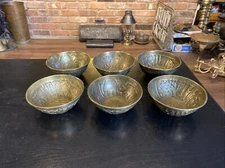 Lot 6 Antique Vintage Middle Eastern Persian Islamic Bowls Hand Hammered Designs
