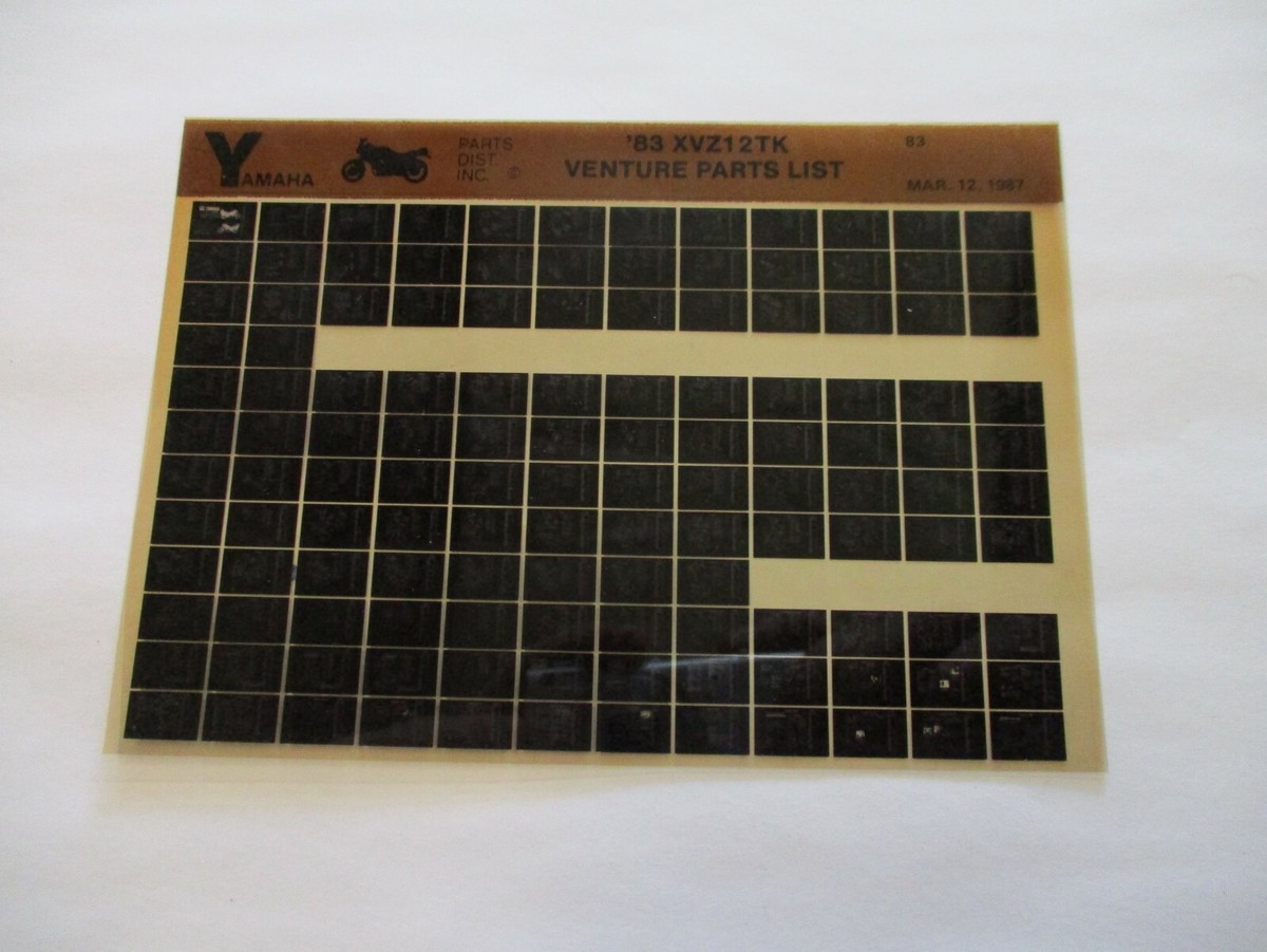 1983 Yamaha Venture Royale 1200 XVZ12 TK Parts List Microfiche
